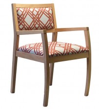 Gamma Small Back Arm Chair Upholstered C557. Stained Timber. Any Fabric Colour